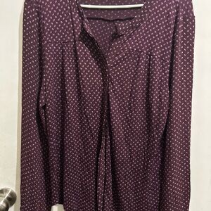 LOFT Purple Blouse with Pink Pattern